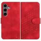 For Samsung Galaxy S25+ 5G YX0060 Elephant Head Embossed Phone Leather Case with Lanyard(Red) - 1