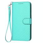For Samsung Galaxy S25 5G YX0070 Carbon Fiber Buckle Leather Phone Case with Lanyard(Light Blue) - 2