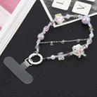 Mobile Phone Anti-lost Flower Block Bead Chain Short Lanyard(Purple) - 1