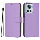 For OnePlus 10R / Ace Skin Feel Solid Color Leather Phone Case with Lanyard(Lavender Purple) - 2