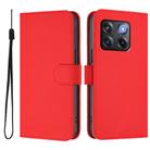 For OnePlus Ace Pro 5G Skin Feel Solid Color Leather Phone Case with Lanyard(Red) - 2