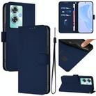 For OnePlus Nord N30 SE 5G Skin Feel Solid Color Leather Phone Case with Lanyard(Navy Blue) - 1