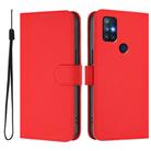 For OnePlus Nord N10 5G Skin Feel Solid Color Leather Phone Case with Lanyard(Red) - 2