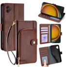 For Samsung Galaxy Xcover 7 Pro 5G Zipper Bag Leather Phone Case(Brown) - 1
