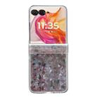 For Motorola Razr 40 Ultra Three-piece Set Pearlescent Shell Texture Phone Case(Pink Green) - 1