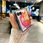 For Motorola Razr 40 Ultra Three-piece Set Pearlescent Shell Texture Phone Case(Pink Green) - 3