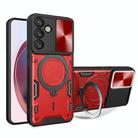 For Samsung Galaxy S25+ 5G CD Texture Sliding Camshield Magnetic Holder Phone Case(Red) - 1