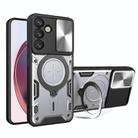 For Samsung Galaxy S25+ 5G CD Texture Sliding Camshield Magnetic Holder Phone Case(Silver) - 1