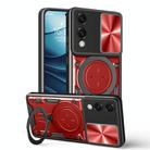 For Samsung Galaxy S25 Edge 5G CD Texture Sliding Camshield Magnetic Holder Phone Case(Red) - 1