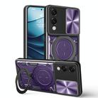 For Samsung Galaxy S25 Edge 5G CD Texture Sliding Camshield Magnetic Holder Phone Case(Purple) - 1