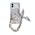 For Huawei nova Flip Embroidery Style DIY Full Coverage Phone Case with Scarf / Bracelet(Grey) - 1