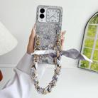 For Huawei nova Flip Embroidery Style DIY Full Coverage Phone Case with Scarf / Bracelet(Grey) - 2