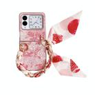 For Huawei nova Flip Embroidery Style DIY Full Coverage Phone Case with Scarf / Bracelet(Pink) - 1