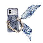 For Huawei nova Flip Embroidery Style DIY Full Coverage Phone Case with Scarf / Bracelet(Blue) - 1