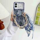 For Huawei nova Flip Embroidery Style DIY Full Coverage Phone Case with Scarf / Bracelet(Blue) - 2