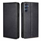 For Samsung Galaxy M35 5G Gloss Oil Solid Color Magnetic Leather Phone Case(Black) - 1