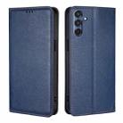 For Samsung Galaxy M35 5G Gloss Oil Solid Color Magnetic Leather Phone Case(Blue) - 1