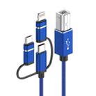 3 in 1 8 Pin, Type-C, Micro USB to USB-B MIDI Instruments Printer Cable, Length: 1m, Length:1m(Blue) - 1