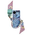 For OPPO Find N3 Flip Propitious Clouds Embroidery Full Coverage Phone Case with Scarf / Bracelet(Blue) - 1