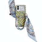 For Huawei nova Flip Propitious Clouds Embroidery Full Coverage Phone Case with Scarf / Bracelet(Green) - 1