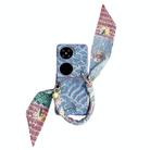 For Huawei Pocket 2 Propitious Clouds Embroidery Full Coverage Phone Case with Scarf / Bracelet(Blue) - 1