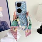 For Huawei Pocket 2 Propitious Clouds Embroidery Full Coverage Phone Case with Scarf / Bracelet(Blue) - 2