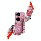 For Huawei Pocket 2 Propitious Clouds Embroidery Full Coverage Phone Case with Scarf / Bracelet(Red) - 1