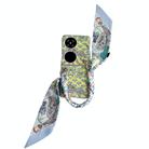 For Huawei P50 Pocket Propitious Clouds Embroidery Full Coverage Phone Case with Scarf / Bracelet(Green) - 1