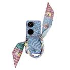 For Huawei P50 Pocket Propitious Clouds Embroidery Full Coverage Phone Case with Scarf / Bracelet(Blue) - 1