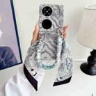 For Huawei P50 Pocket Propitious Clouds Embroidery Full Coverage Phone Case with Scarf / Bracelet(Grey) - 2