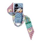 For vivo X Flip Propitious Clouds Embroidery Full Coverage Phone Case with Scarf / Bracelet(Blue) - 1