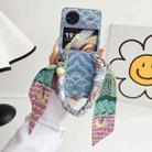 For vivo X Flip Propitious Clouds Embroidery Full Coverage Phone Case with Scarf / Bracelet(Blue) - 2