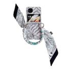 For vivo X Flip Propitious Clouds Embroidery Full Coverage Phone Case with Scarf / Bracelet(Grey) - 1