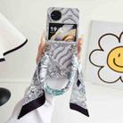 For vivo X Flip Propitious Clouds Embroidery Full Coverage Phone Case with Scarf / Bracelet(Grey) - 2