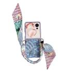 For Honor Magic V Flip Propitious Clouds Embroidery Full Coverage Phone Case with Scarf / Bracelet(Blue) - 1