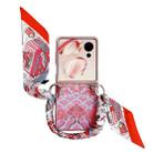 For Honor Magic V Flip Propitious Clouds Embroidery Full Coverage Phone Case with Scarf / Bracelet(Red) - 1