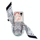 For Honor Magic V Flip Propitious Clouds Embroidery Full Coverage Phone Case with Scarf / Bracelet(Grey) - 1