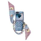 For Samsung Galaxy Z Flip6 Propitious Clouds Embroidery Full Coverage Phone Case with Scarf / Bracelet(Blue) - 1