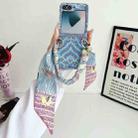 For Samsung Galaxy Z Flip6 Propitious Clouds Embroidery Full Coverage Phone Case with Scarf / Bracelet(Blue) - 2