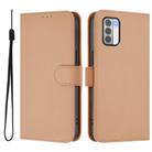 For Nokia G42 / G310 Skin Feel Solid Color Leather Phone Case with Lanyard(Nude) - 2