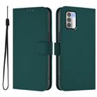 For Nokia G42 / G310 Skin Feel Solid Color Leather Phone Case with Lanyard(Dark Green) - 2