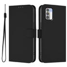 For Nokia G42 / G310 Skin Feel Solid Color Leather Phone Case with Lanyard(Black) - 2