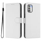 For Nokia G42 / G310 Skin Feel Solid Color Leather Phone Case with Lanyard(White) - 2