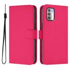 For Nokia G42 / G310 Skin Feel Solid Color Leather Phone Case with Lanyard(Rose Red) - 2