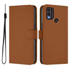 For Nokia C22 Skin Feel Solid Color Leather Phone Case with Lanyard(Brown) - 2