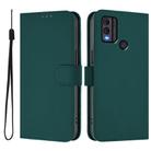 For Nokia C22 Skin Feel Solid Color Leather Phone Case with Lanyard(Dark Green) - 2