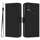 For Nokia C22 Skin Feel Solid Color Leather Phone Case with Lanyard(Black) - 2