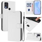 For Nokia C22 Skin Feel Solid Color Leather Phone Case with Lanyard(White) - 1