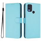 For Nokia C22 Skin Feel Solid Color Leather Phone Case with Lanyard(Sky Blue) - 2