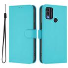 For Nokia C22 Skin Feel Solid Color Leather Phone Case with Lanyard(Lake Blue) - 2
